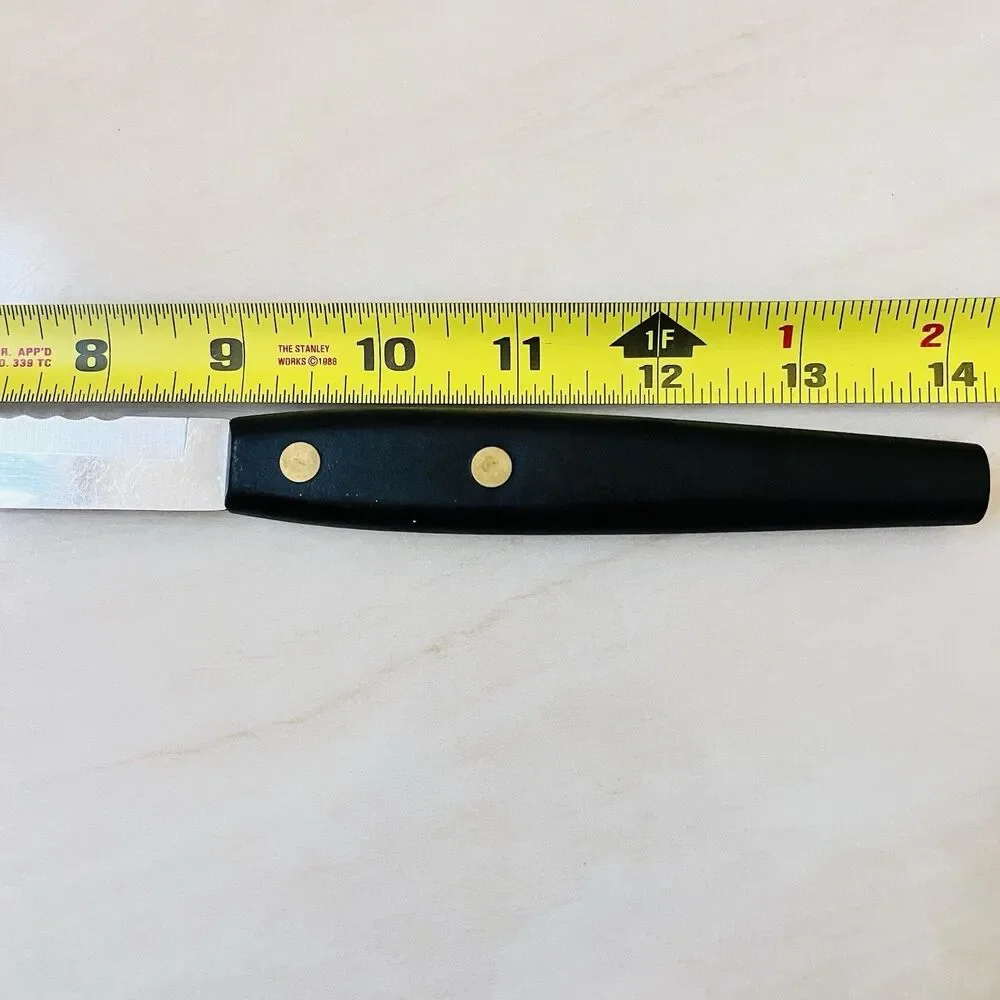2 Vintage Robinson Knife USA Serrated Bread Knife Slicing/Carving Black Handle